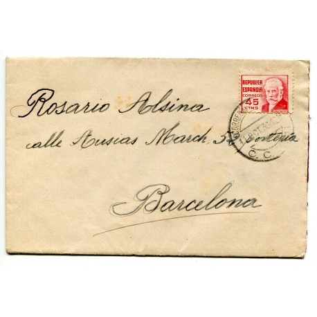 Cover from the front to Barcelona, with field post postmark