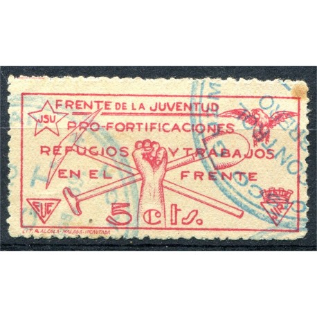 JSU, Frente de la Juventud, Pro Fortificaciones, Refugios y Trabajos en el Frente 5c, Domènech 1712a, used