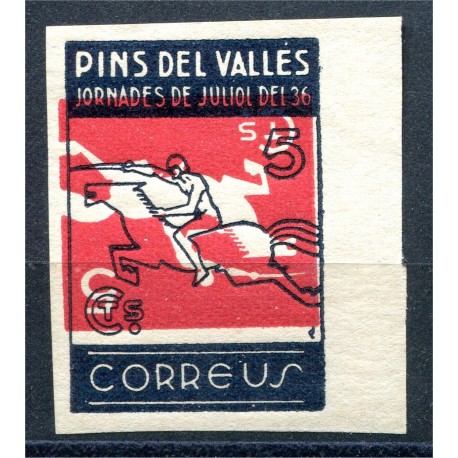Pins del Vallès, 5c blue and red, inverted center, Allepuz 46, MNH
