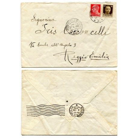 Corpo Truppe Volontarie, cover to Reggio Emilia with Ufficio Postale Speciale 4, 1938
