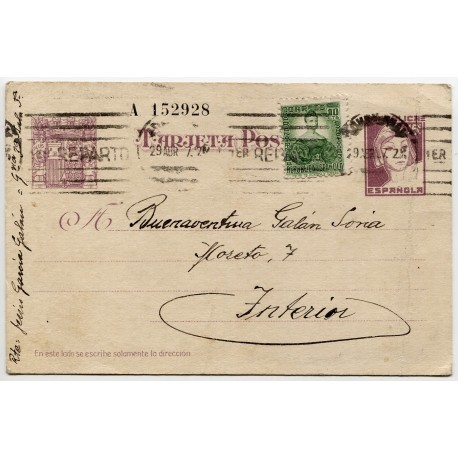 1937. Postal stationery from Madrid’s Model prison to the same city