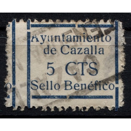Cazalla, 5c azul Allepuz 7 con marca de censura, usado