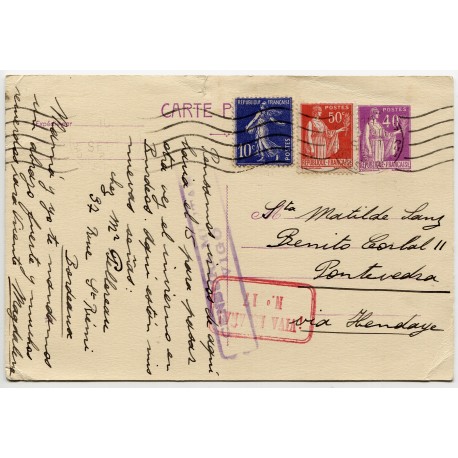 French stationery post card to Pontevedra with Vigo censor marks