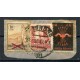 Strip of cover, circulated with Logroño local 10c, postage stamp 30c and Falange 10c label, Logroño postmark, on piece, used