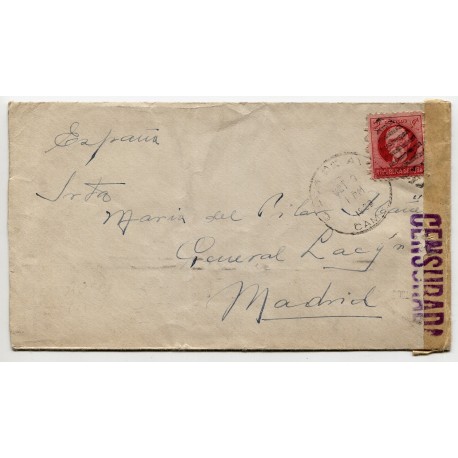 Cover from Cuba to Mardid with censor, 1936