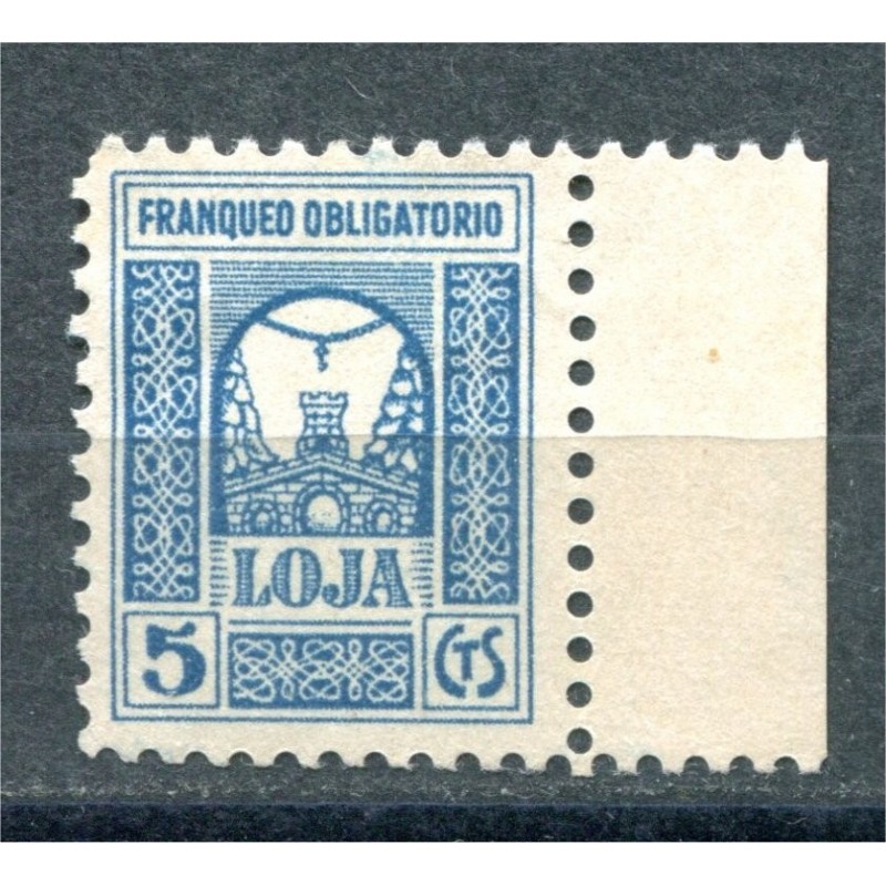 Loja, 5c azul, calcado al dorso, variedad no catalogada, Allepuz 15var