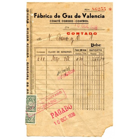 Empresas colectivizadas, Fábrica de Gas de Valencia, Comité Obrero - Control