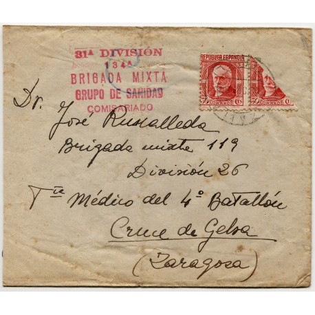 Cover with Health Group mark and bisected stamp, 1937