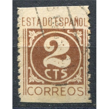 Edifil 915, 2c red brown, with perforation error, imperforated horizontally, used