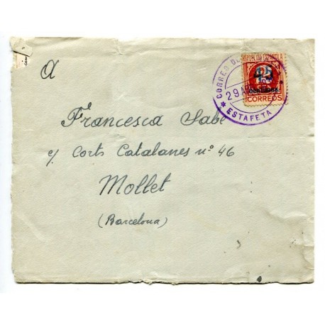 Sobre con marca del correo de campaña a Mollet del Vallès, 1938