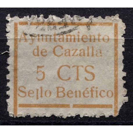 Cazalla, 5c yellow, first l in Sello unaligned, Allepuz 6a, used