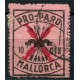 Mallorca, Pro-Paro, 10c serie B, dentado, negro y carmín sobre rosa, Allepuz 59, usado