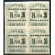 Vitoria, sobrecargas patrióticas, 1937, «Viva España 19-VII-36» tipo III sobre 1c bloque de 4, Edifil 1, **