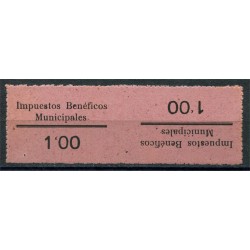 La Granada, tete beche pair with no perforation between both stamps, unlisted (Allepuz 1 var) MNG