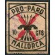 Mallorca, Pro-Paro, 10 cts, negro y carmín sobre amarillo, letra A, no catalogado, usado