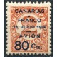 Canarias, sobrecarga patriótica, 1937,  "Canarias a Franco 18 Julio 1936 Avión 80c" [A] sobre 2c, Edifil 12, **