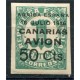 Canarias, sobrecarga patriótica, 1937, «Viva España 18 Julio 1936 Canarias Avión 50 Cts.» [N] sobre 1c, Edifil 20, **