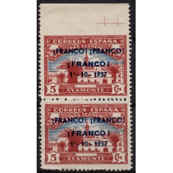 Ayamonte, unlisted perf variety: no horizontal perforation on the top stamp, MNH