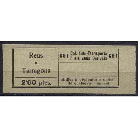 UGT CNT, Col. Auto-Transports, Reus - Tarragona, 2p verde
