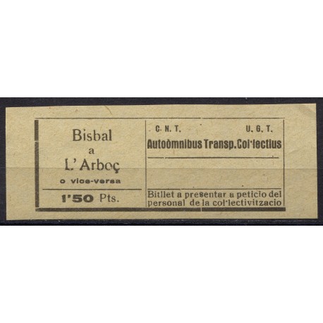 CNT UGT, Autoòmnibus Transp. Col·lectius, Bisbal - L'Arboç 1.50p