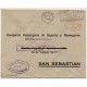 Franqueo mecánico de Basilea en sobre a San Sebastián con censura de Irún, 1938