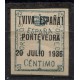 Pontevedra, patriotic overprint 1c, Edifil 1, on cardboard