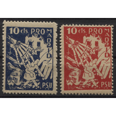PSU, Pro Madrid 10c, blue and red, Allepuz 49 & 51, MNH