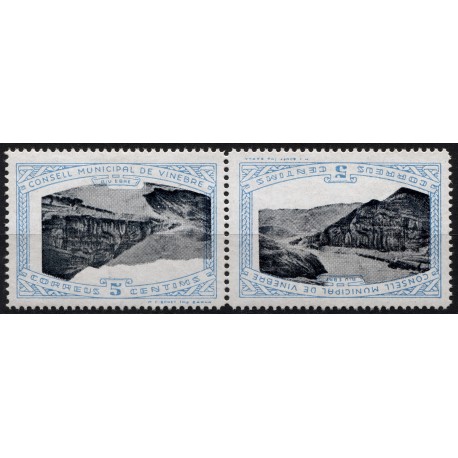INVERTED CENTER, Vinebre, tete beche pair blue and black Allepuz 1aii, MNH