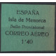 Menorca, provisional stamp, air mail 1'40p, Edifil 2, MNH
