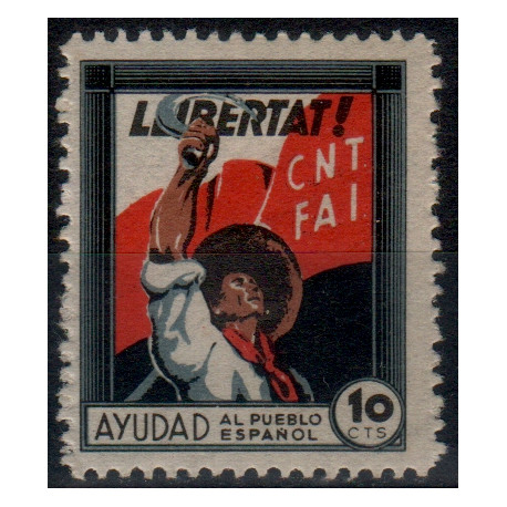 CNT FAI, Llibertat, Ayudad al pueblo español, 10c, Allepuz 1886, MH